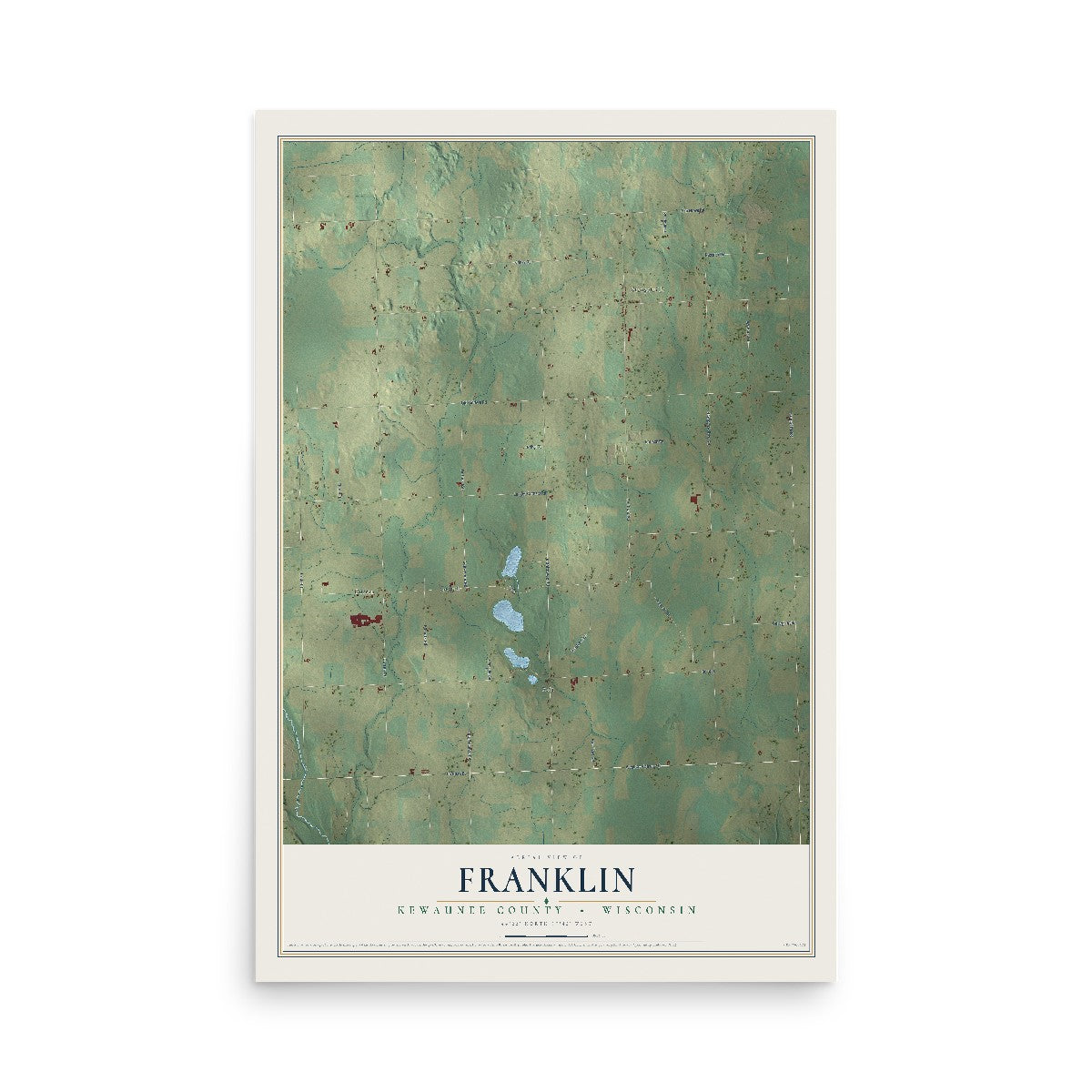 Map of Franklin, Kewaunee County, Wisconsin, 12 x 18 inch unframed archival matte print