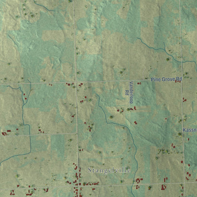 Second close-up of the map of Franklin, Kewaunee County, Wisconsin print showing more streets and buildings