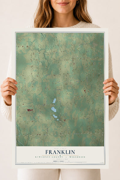 Map of Franklin, Kewaunee County, Wisconsin, 18 x 24 inch unframed archival matte print