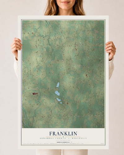 Map of Franklin, Kewaunee County, Wisconsin, 24 x 36 inch unframed archival matte print