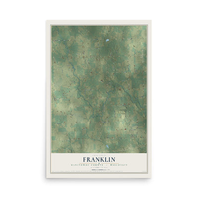 Map of Franklin, Manitowoc County, Wisconsin, 12 x 18 inch unframed archival matte print