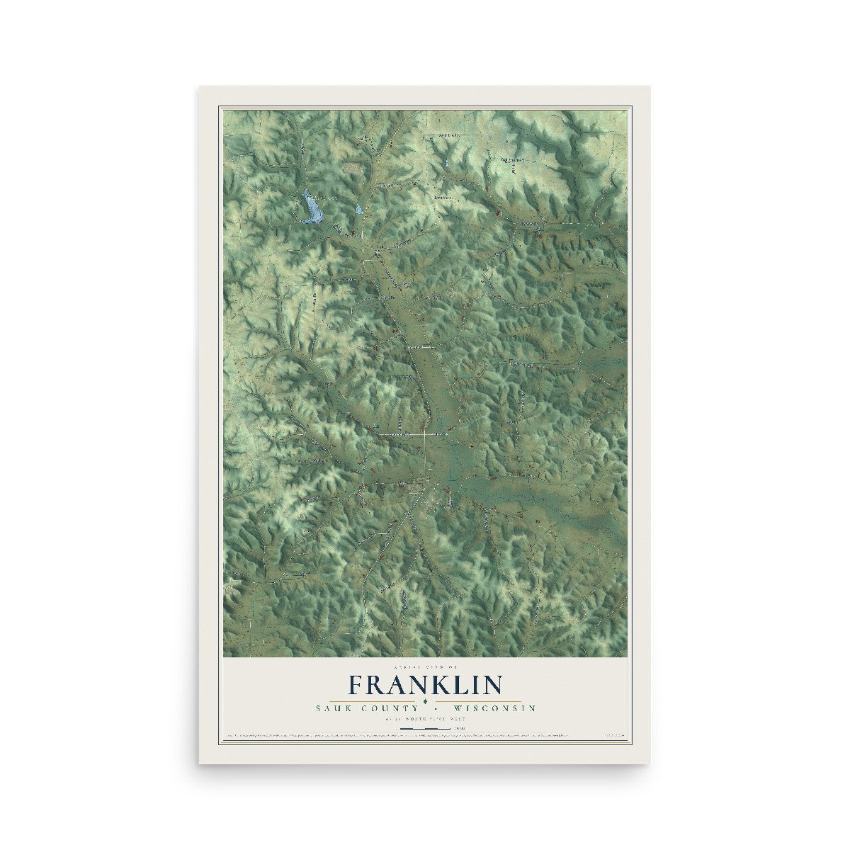 Map of Franklin, Sauk County, Wisconsin, 12 x 18 inch unframed archival matte print