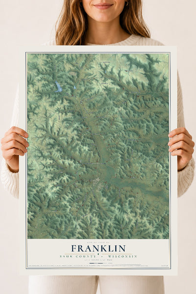 Map of Franklin, Sauk County, Wisconsin, 18 x 24 inch unframed archival matte print