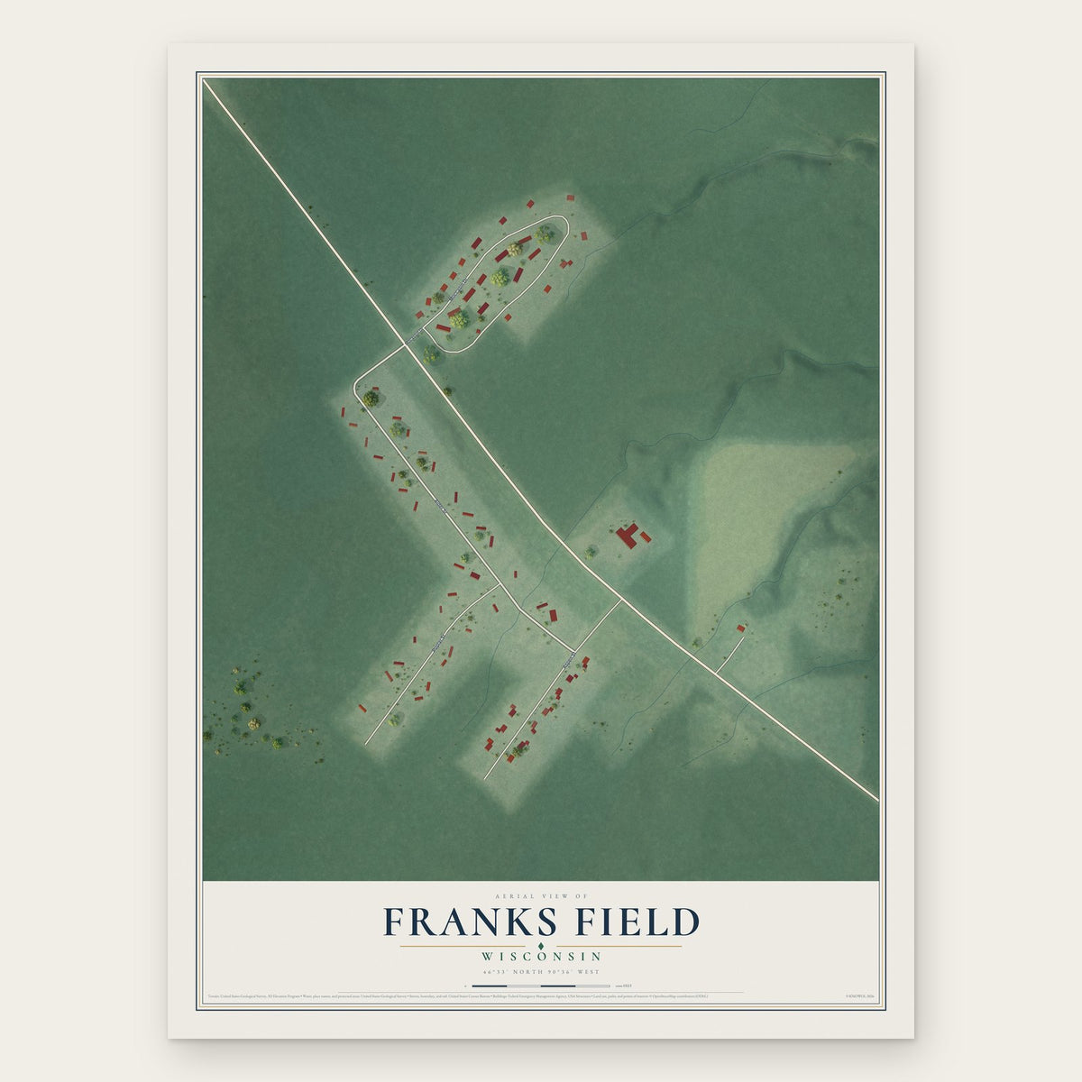 Franks Field, Wisconsin map print, the full design