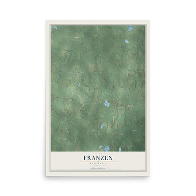 Map of Franzen, Wisconsin, 12 x 18 inch unframed archival matte print