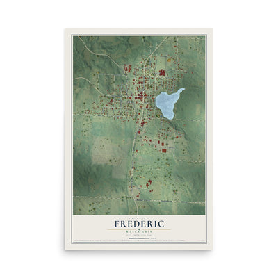 Map of Frederic, Wisconsin, 12 x 18 inch unframed archival matte print
