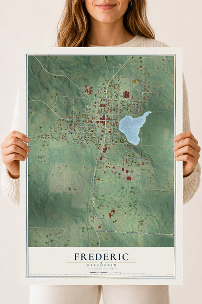 Map of Frederic, Wisconsin, 18 x 24 inch unframed archival matte print