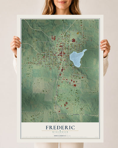 Map of Frederic, Wisconsin, 24 x 36 inch unframed archival matte print