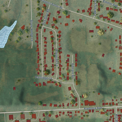 Second close-up of the map of Fredonia, Wisconsin print showing more streets and buildings