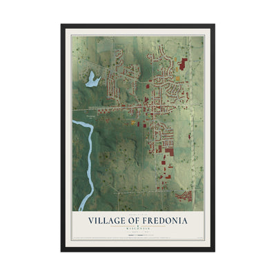 Map of Fredonia, Wisconsin, 12 x 18 inch print in a black wood frame