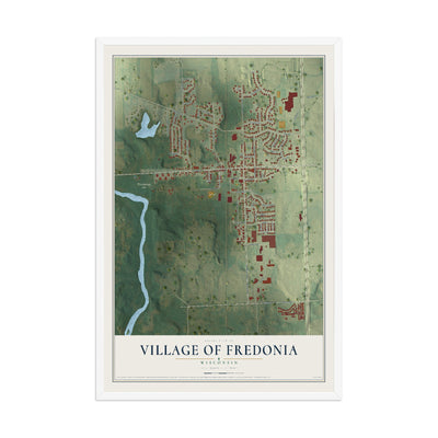 Map of Fredonia, Wisconsin, 12 x 18 inch print in a white wood frame
