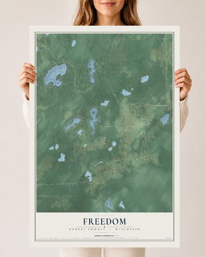 Map of Freedom, Forest County, Wisconsin, 24 x 36 inch unframed archival matte print