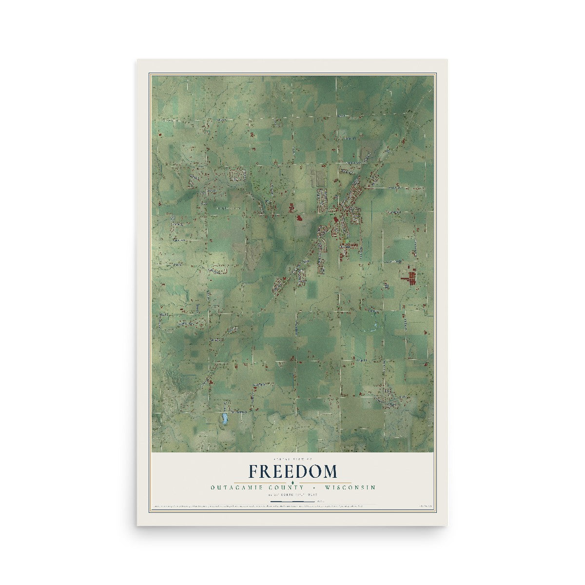 Map of Freedom, Outagamie County, Wisconsin, 12 x 18 inch unframed archival matte print