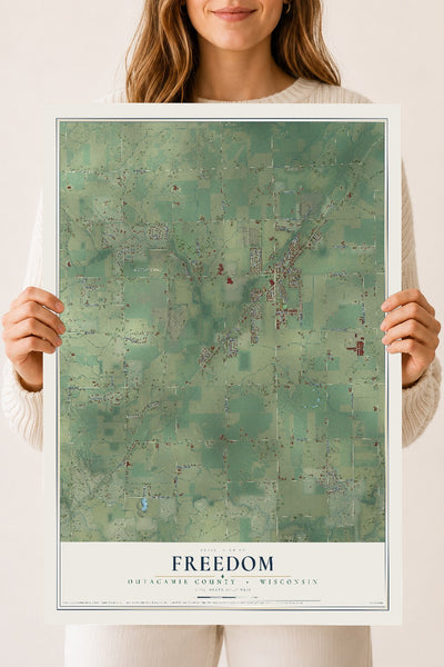 Map of Freedom, Outagamie County, Wisconsin, 18 x 24 inch unframed archival matte print