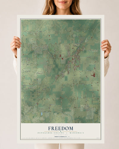 Map of Freedom, Outagamie County, Wisconsin, 24 x 36 inch unframed archival matte print