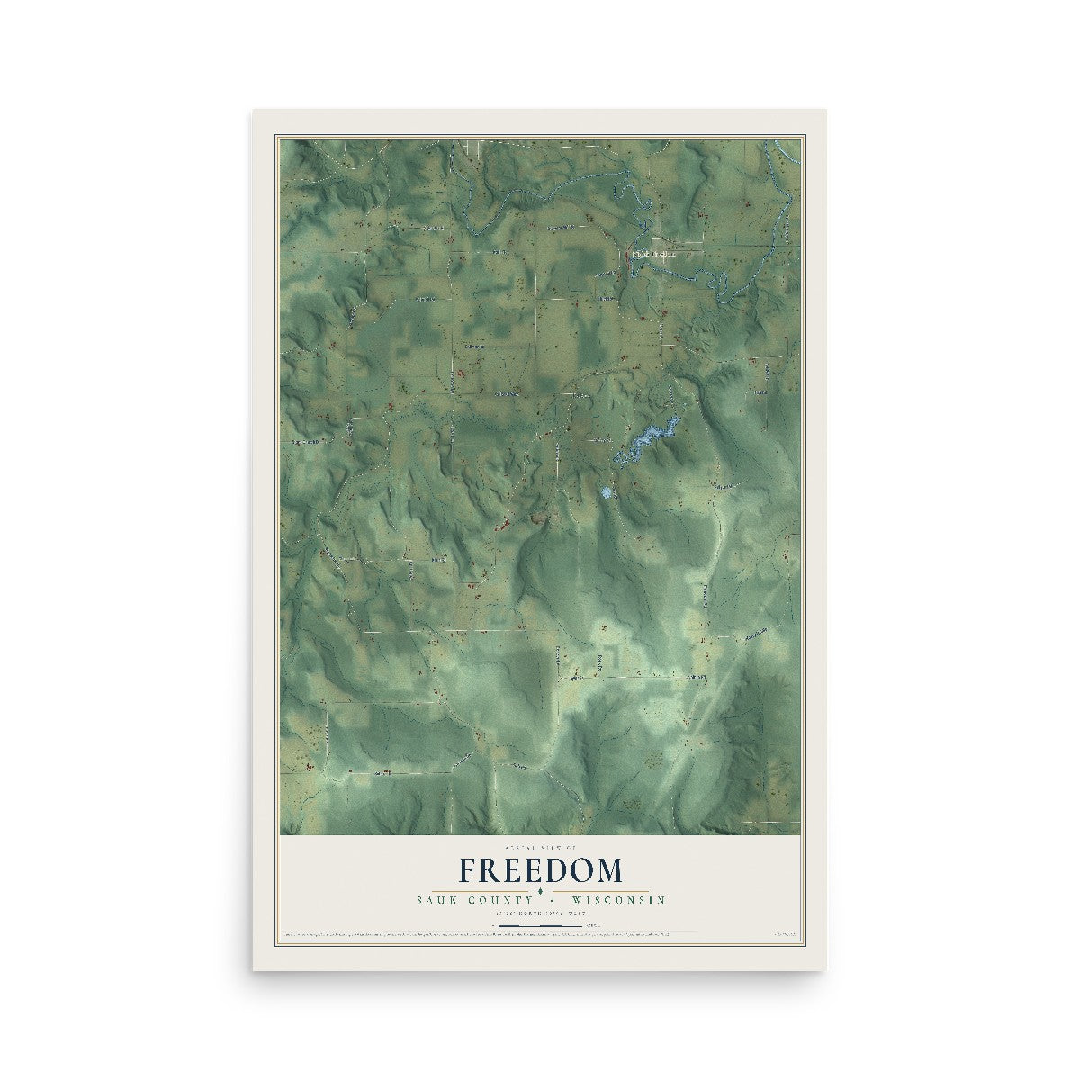 Map of Freedom, Sauk County, Wisconsin, 12 x 18 inch unframed archival matte print