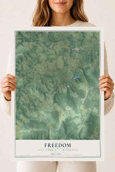 Map of Freedom, Sauk County, Wisconsin, 18 x 24 inch unframed archival matte print