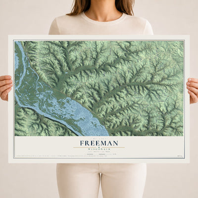 Map of Freeman, Wisconsin, 18 x 24 inch unframed archival matte print