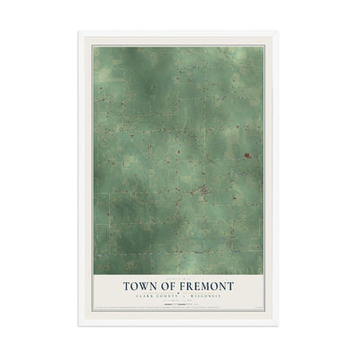 Map of the Town of Fremont, Clark County, Wisconsin, 12 x 18 inch print in a white wood frame