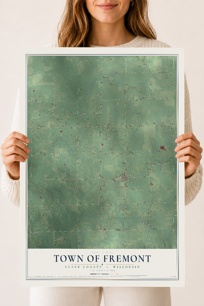 Map of the Town of Fremont, Clark County, Wisconsin, 18 x 24 inch unframed archival matte print