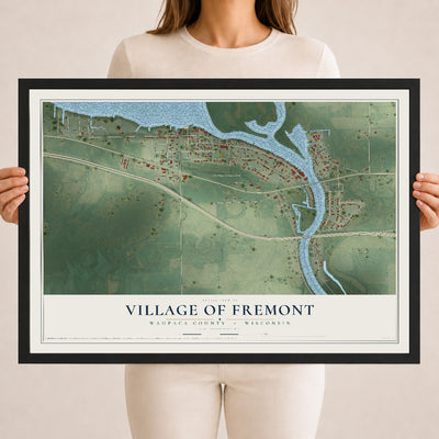 Map of Fremont, Wisconsin, 18 x 24 inch print in a black wood frame