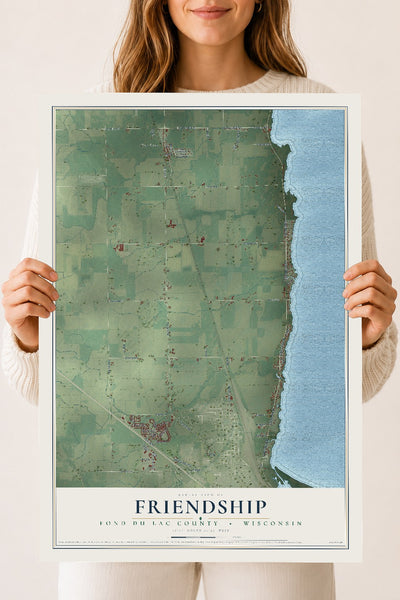 Map of Friendship, Fond du Lac County, Wisconsin, 18 x 24 inch unframed archival matte print