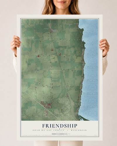 Map of Friendship, Fond du Lac County, Wisconsin, 24 x 36 inch unframed archival matte print