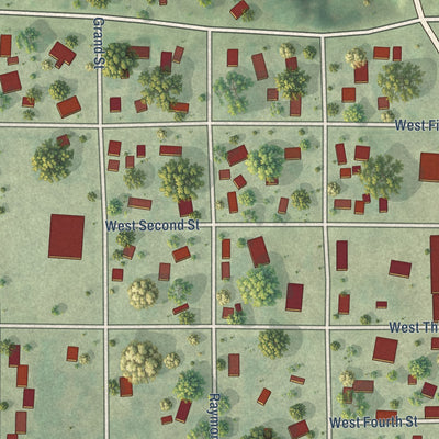 Close-up of the map of Friendship, Adams County, Wisconsin print showing street and building detail
