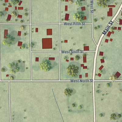 Second close-up of the map of Friendship, Adams County, Wisconsin print showing more streets and buildings