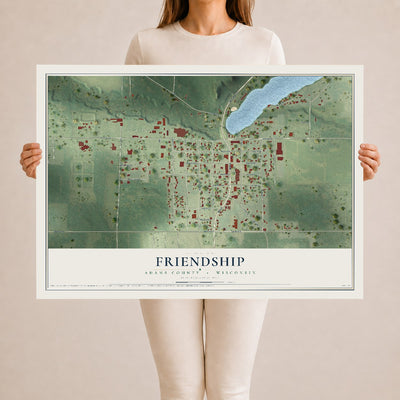 Map of Friendship, Adams County, Wisconsin, 24 x 36 inch unframed archival matte print