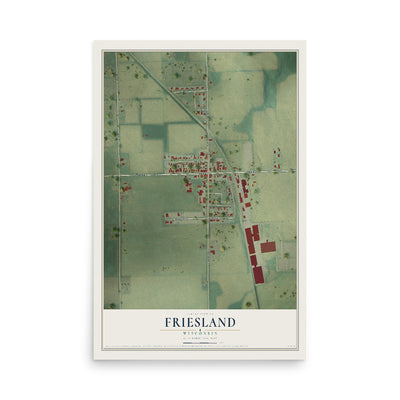 Map of Friesland, Wisconsin, 12 x 18 inch unframed archival matte print