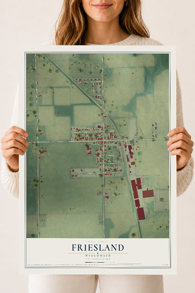 Map of Friesland, Wisconsin, 18 x 24 inch unframed archival matte print