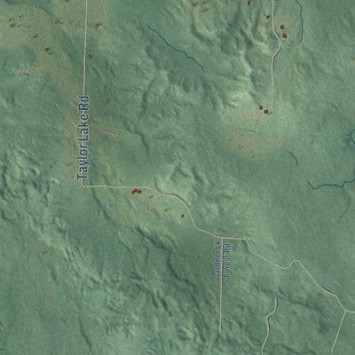 Close-up of the map of Frog Creek, Wisconsin print showing street and building detail