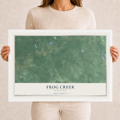 Map of Frog Creek, Wisconsin, 12 x 18 inch print in a white wood frame