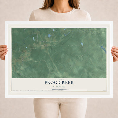 Map of Frog Creek, Wisconsin, 18 x 24 inch print in a white wood frame