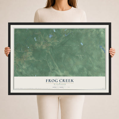 Map of Frog Creek, Wisconsin, 24 x 36 inch print in a black wood frame
