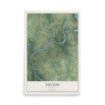 Map of Fulton, Wisconsin, 12 x 18 inch unframed archival matte print