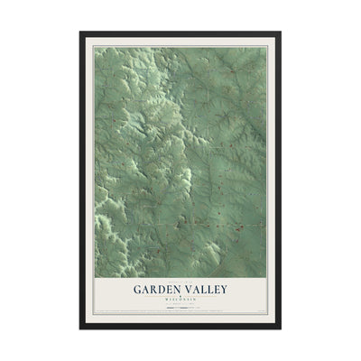 Map of Garden Valley, Wisconsin, 12 x 18 inch print in a black wood frame