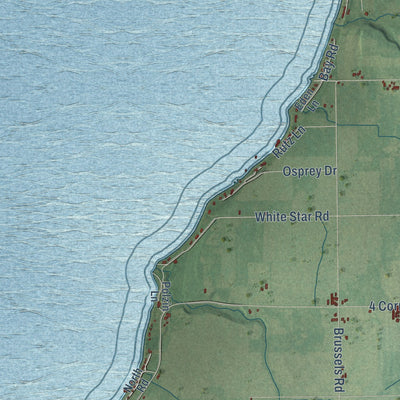 Second close-up of the map of Gardner, Wisconsin print showing more streets and buildings