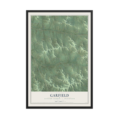 Map of Garfield, Jackson County, Wisconsin, 12 x 18 inch print in a black wood frame