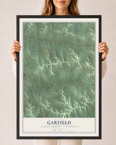 Map of Garfield, Jackson County, Wisconsin, 24 x 36 inch print in a black wood frame