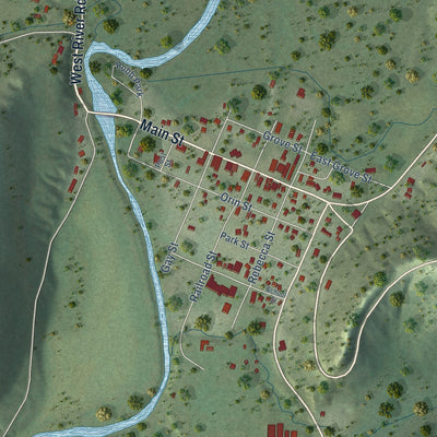 Close-up of the map of Gays Mills, Wisconsin print showing street and building detail