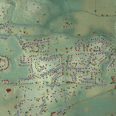 Second close-up of the map of Genesee, Wisconsin print showing more streets and buildings