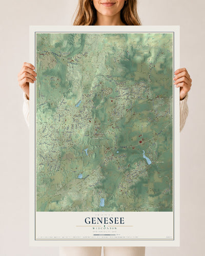 Map of Genesee, Wisconsin, 24 x 36 inch unframed archival matte print