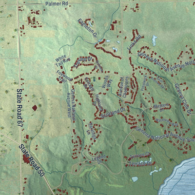 Second close-up of the map of Geneva, Wisconsin print showing more streets and buildings