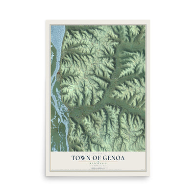 Map of the Town of Genoa, Wisconsin, 12 x 18 inch unframed archival matte print