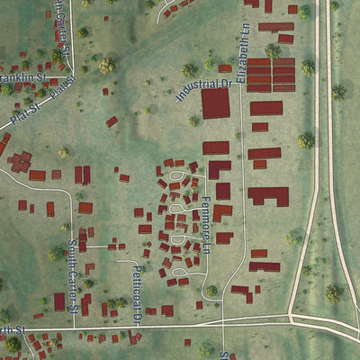Second close-up of the map of Genoa City, Wisconsin print showing more streets and buildings