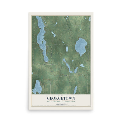 Map of Georgetown, Polk County, Wisconsin, 12 x 18 inch unframed archival matte print