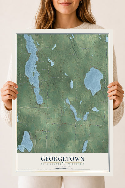Map of Georgetown, Polk County, Wisconsin, 18 x 24 inch unframed archival matte print