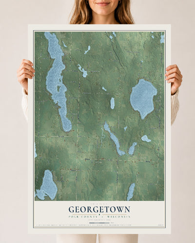 Map of Georgetown, Polk County, Wisconsin, 24 x 36 inch unframed archival matte print